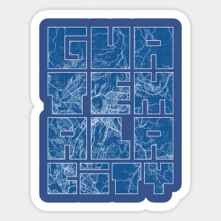 Guatemala Map Typography - Blueprint Sticker